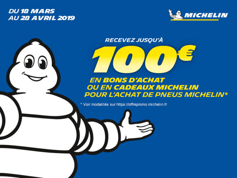CHEZ GERARD  PNEUS MECANIQUE ET SERVICES, OFFRE PROMOTIONNELLE PNEUS MICHELIN DU 18 MARS AU 28 AVRIL 2019